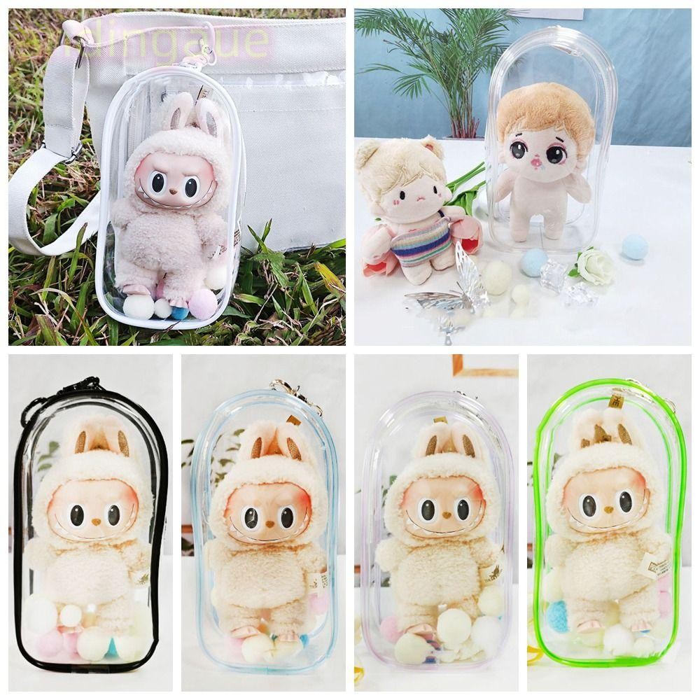 Andin ตุ๊กตากล่องแสดง, หลากสี 17 ซม. Labubu ตุ๊กตากระเป๋ากลางแจ้ง, ของเล่น 19*10 ซม.กระเป๋าตกแต่งตุ๊กตาอุปกรณ์เสริมกล่องเก็บตุ๊กตา