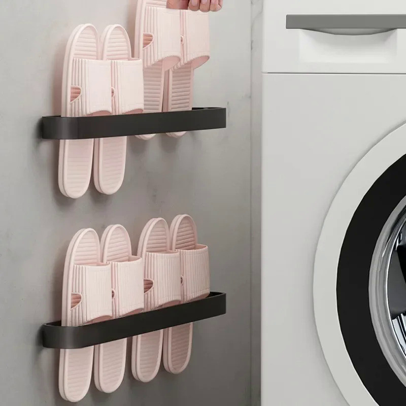 1pc High Quality Aluminum Slipper Rack Wall Mount Bathroom Bedroom Shoe Hanging Holder Toilet Wall D