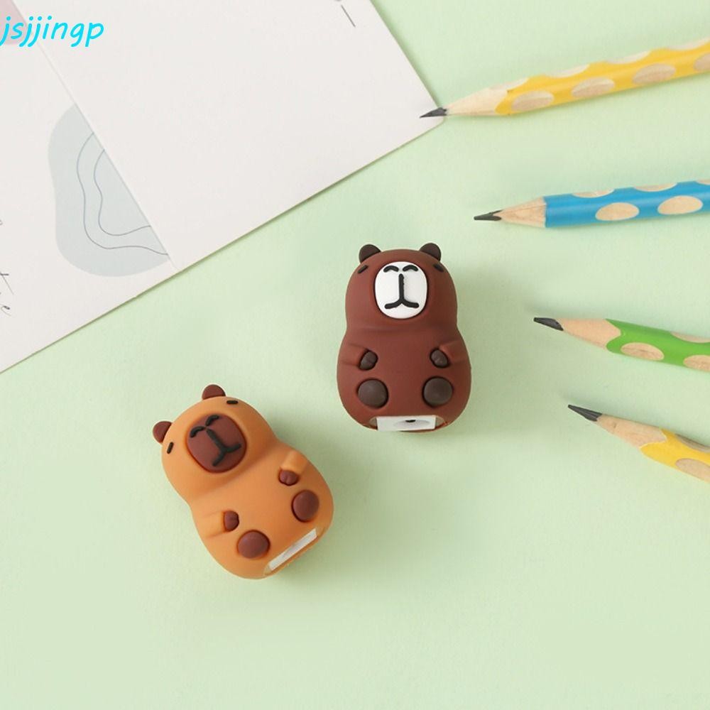 Jsjjingp กบเหลาดินสอ Capybara น่ารัก Single Hole Capybara กบเหลาดินสอ, Mini Kawaii อะนิเมะการ์ตูนดินสอตัดเครื่องมือเด็ก