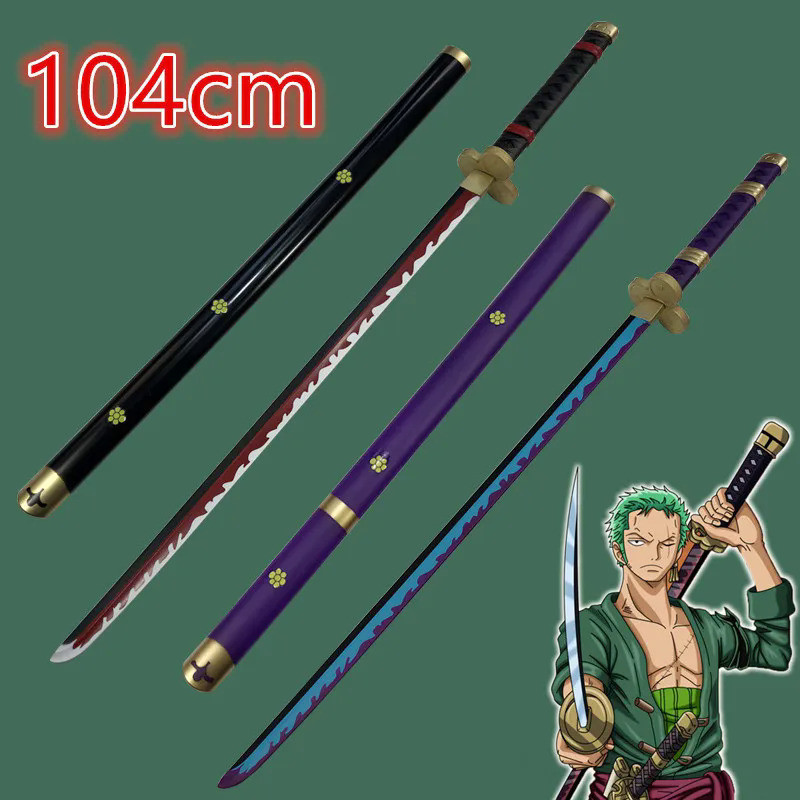 104cm Cosplay Sword Roronoa Zoro Sword Role Playing Aki Mizu Samurai Weapon Katana Knife Safety PU T