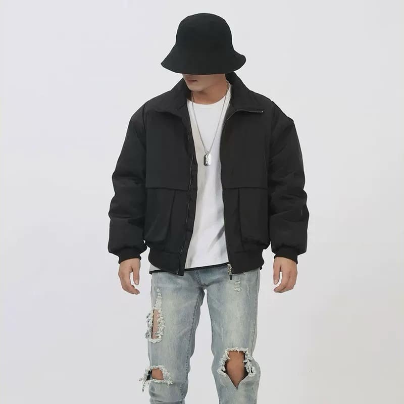 FEAR OF GOD SIXTH COLLECTION BLACK SKI PUFFER BOMBER JACKET - FEAR OF GOD FOG ESSENTIALS FOG 6th cot