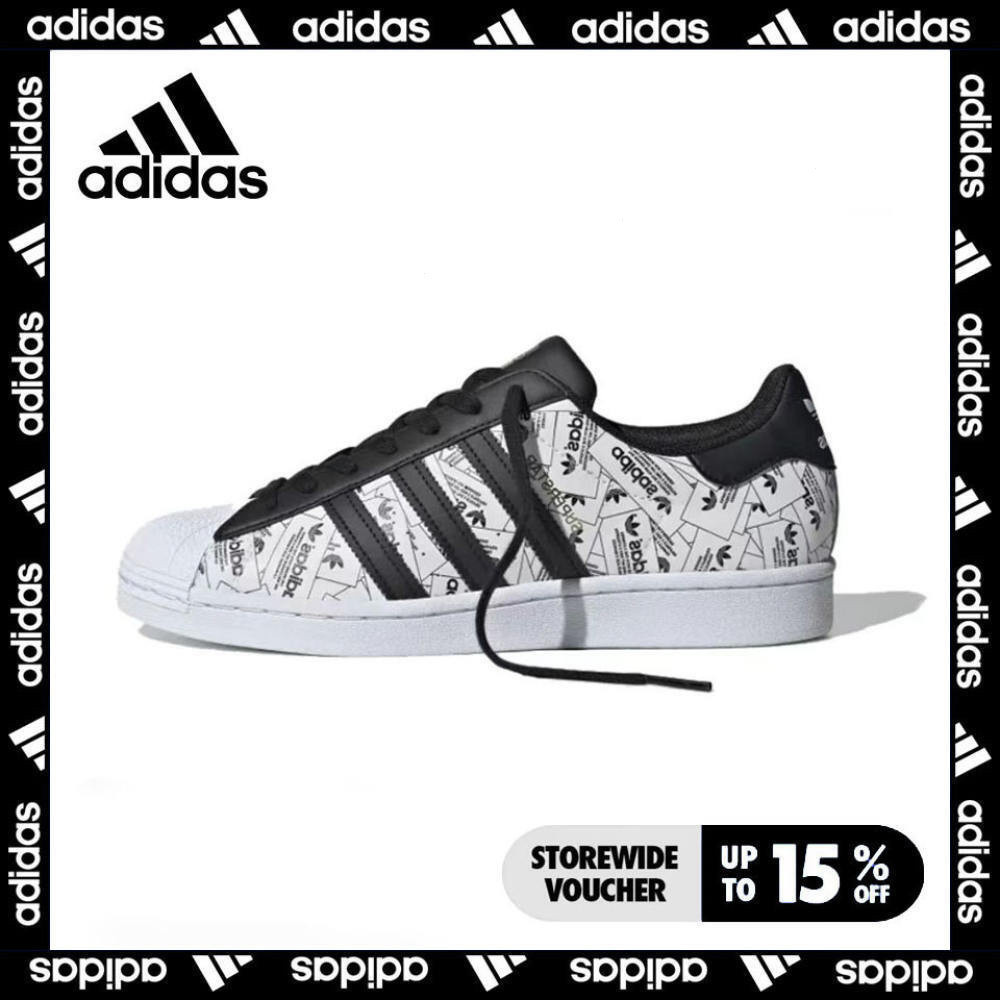 [การอนุญาตแบรนด์] Adidas Original SUPERSTAR LOW TOP BOARD รองเท้า unisex สีดำสีขาว fv2819 nrxb