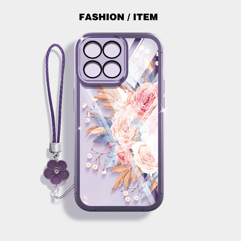 เคสโทรศัพท์สําหรับ Xiaomi 14T Pro 5G แฟชั่นช่อดอกไม้โปร่งใส Anti Drop Case พร้อมเชือกแขวนดอกไม้