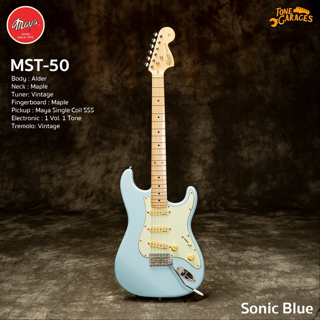 Maya Guitar MST-50 กีต้าร์ไฟฟ้า มายา ทรง Strat SSS สี Sonic Blue (SOB)