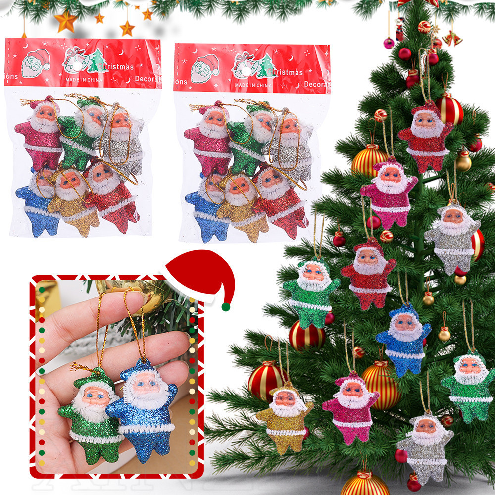6ชิ้น/แพ็คคริสต์มาสมินิทองสีชมพูซานตาจี้-ตกแต่งต้นคริสต์มาส-ต้นคริสต์มาสแขวนเครื่องประดับอุปกรณ์-ที่มีสีสันซานตาคลอสตุ๊กตาจี้สําหรับเทศกาลพ