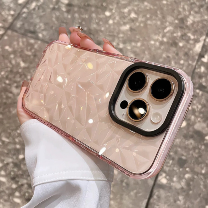 เพชรเนื้อ/โปร่งใส Tpu soft case/Pinkเข้ากันได้สําหรับ iphone 11 12 13 14 15 16 pro max case