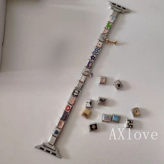 1 คู่สแตนเลสอิตาเลี่ยน Modular สร้อยข้อมือสําหรับ apple watch series 10 9 8 7 SE ส่วนบุคคล Splicing DIY สร้อยข้อมือสร้อยข้อมือ