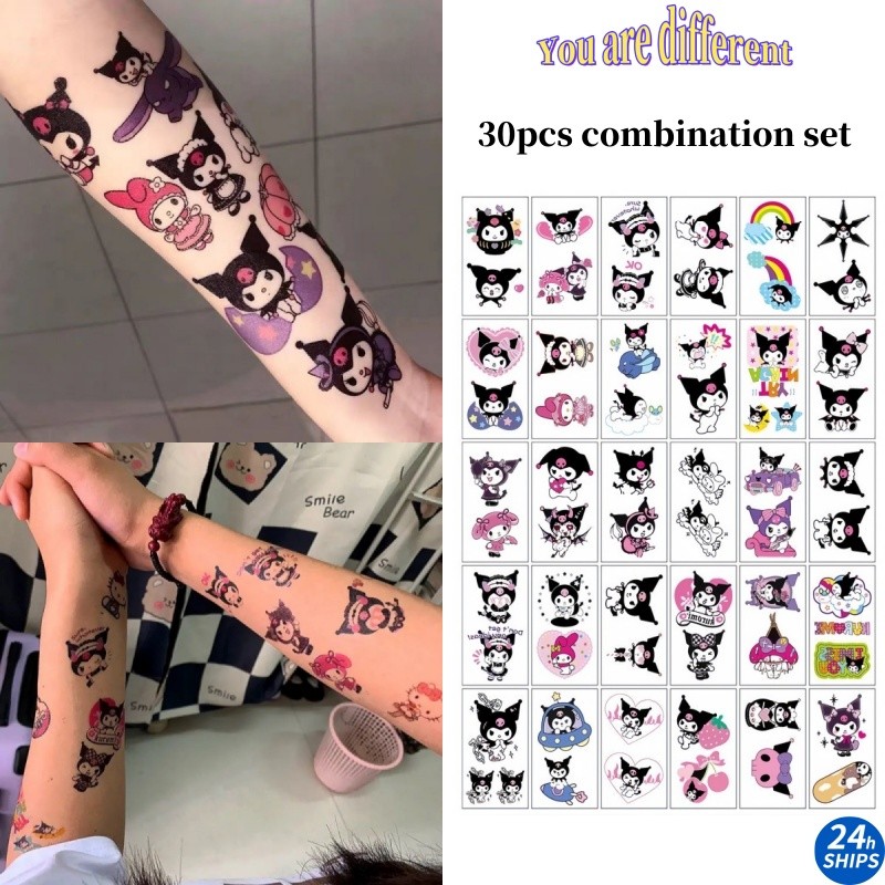 30ชิ้นเล็กๆน้อยๆค้างคาวรวมกันรูปแบบสักน่ารักสาวแขนสักสติกเกอร์รอยสักกันน้ํายาวนานสําหรับ7วันสติกเกอร์ผิวชั่วคราวสักปลอม