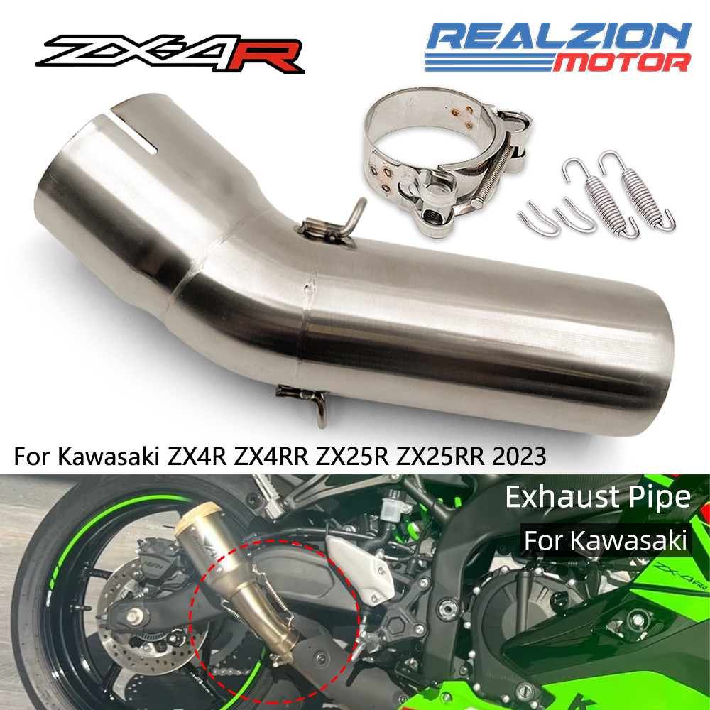 ZX4R ZX4RR 2023 รถจักรยานยนต์ท่อไอเสียท่อ Slip-On ท่อกลาง Link สําหรับ KAWASAKI Ninja ZX-4R ZX-4RR