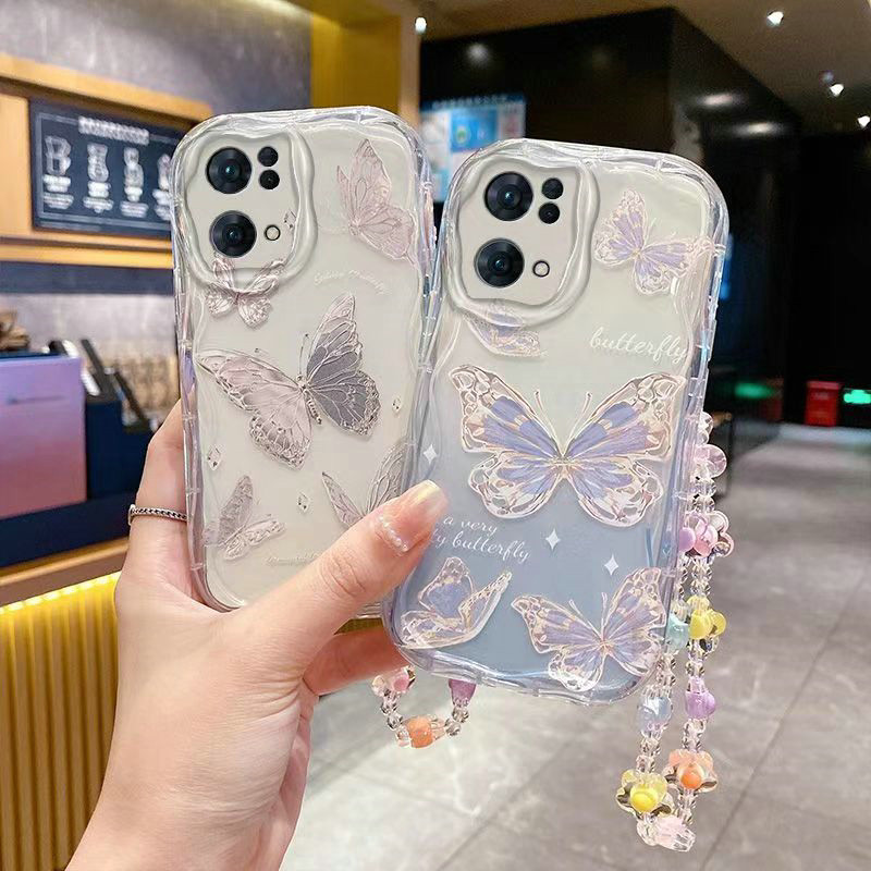 NY| เคส สำหรับ Infinix Hot 50i Note 12 G96 30 40 Pro Smart 8 9 Hot 40 40i Tecno Spark 8C 9 20 10 Pro 10C 20C 30C GO 1 2022 2023 2024 2025 Pop 8 9 itel A50 A60 A60S A70 S23 Plus Soft Water Ripple สร้อยข้อมือดอกไม้คริสตัลผีเสื้อสวยงาม