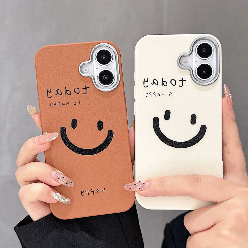 Iphone 16 15 14 13 12 11 Pro Max X XR Max 7 8 Plus INS หน้ายิ้มเรียบง่ายคู่ระดับไฮเอนด์เพื่อนที่ดีที่สุดเคสโทรศัพท์เคสนุ่ม