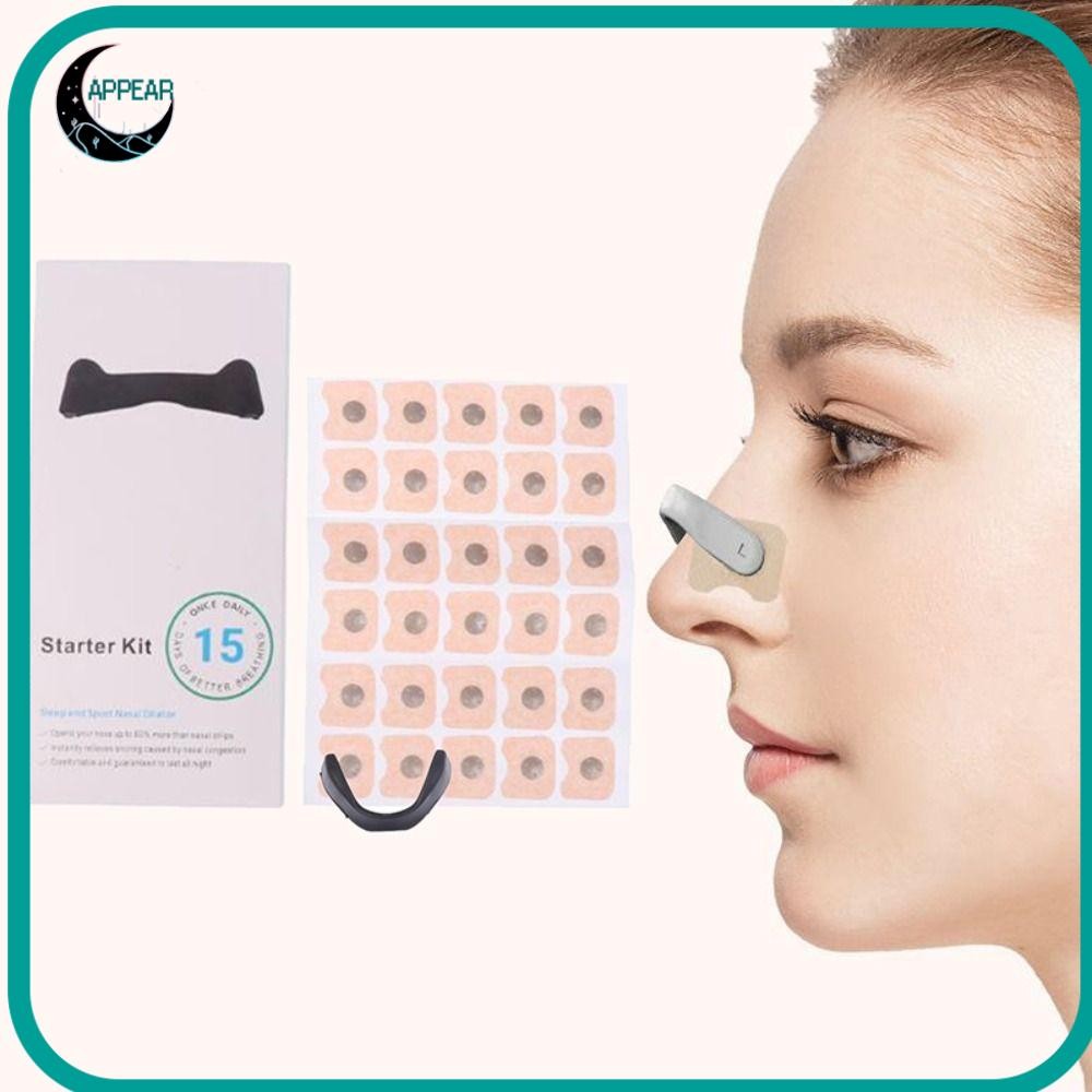 Appear Breathing Nasal Strip Starter Kit, Extra Strength Snoring Solution กันเหงื่อ ลดการนอนกรน, เครื่องมือนวด Boost Oxygen Skin Safe Nasal Strips for Men/Women