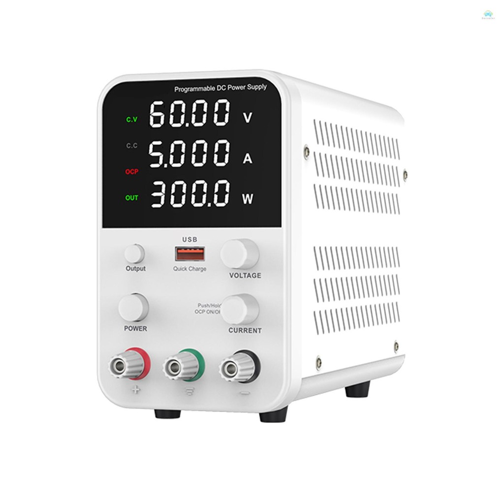 Yb1 Regulated Power SupplyBench DC Power Supply Variable 60V 5A จอแสดงผลดิจิตอลปรับ Switching Regulated Power Supply CV CC พร้อมสวิตช์เอาต์พุต, USB Quick Charge Port, สั้น C