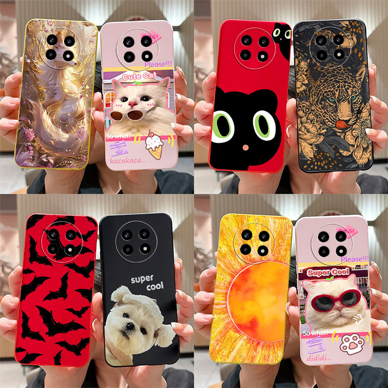 สําหรับrealme 13 + 5G 2024 ปลอกซิลิโคนเคสโทรศัพท์นุ่มน่ารักการ์ตูนCat FoxทาสีปกหลังสําหรับRealme 13 Plus Realme13 + เปลือก