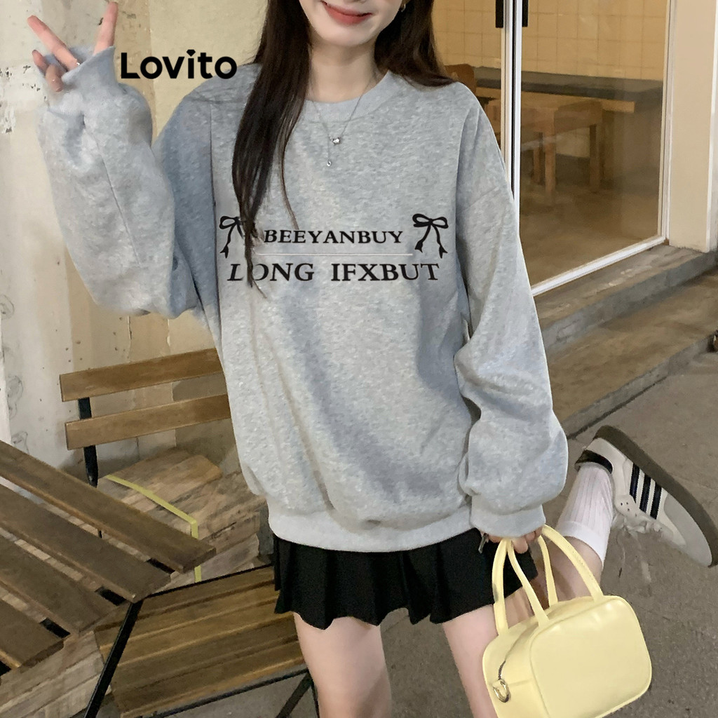 Lovito เสื้อสเวตเตอร์ บล็อกสี ธรรมดาสบาย ๆ สำหรับผู้หญิง LNA75623