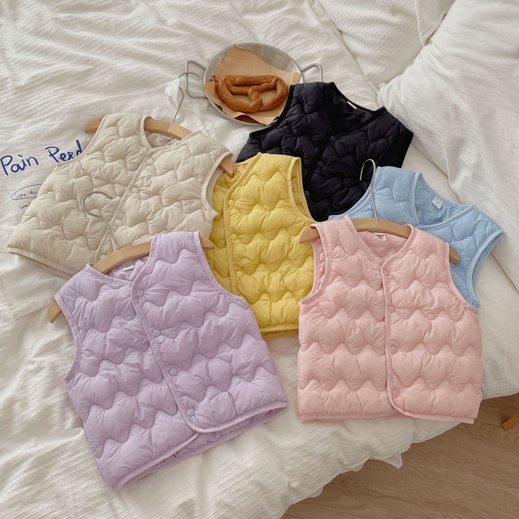 ขนาด90-150เด็กสาวเด็กฤดูใบไม้ร่วงฤดูหนาวเสื้อผ้าบางความร้อนเบาะพัฟเสื้อกั๊กสําหรับ2-10ปีเด็ก