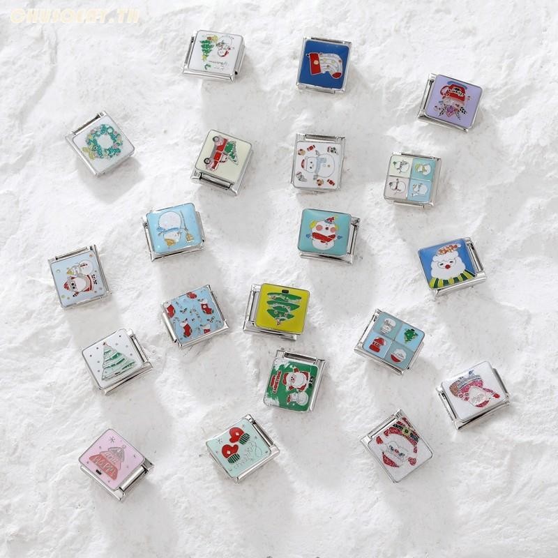 ยอดนิยมรักคริสต์มาสฤดูหนาวปีใหม่อิตาเลี่ยน Charm Links Fit 9 มม.สร้อยข้อมือสแตนเลสทําเครื่องประดับ