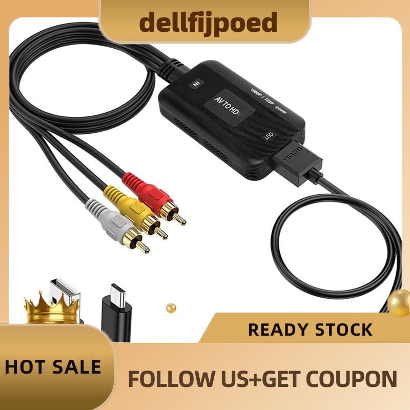 dellijpoed Video Adapter Cable Video Converter AV to HDMI-Compatible Video Converter 1080P สาย RCA V