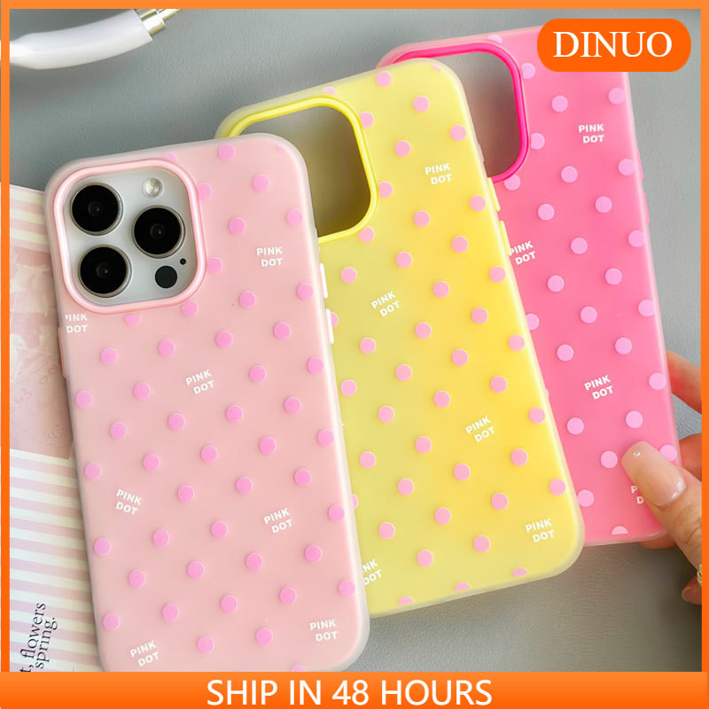 Polka Dot Skin Feel Jelly เคสโทรศัพท์เหมาะสําหรับ iphone16/15/14promax/13/12/11/XR/XS/X/XSMAX-DINUO