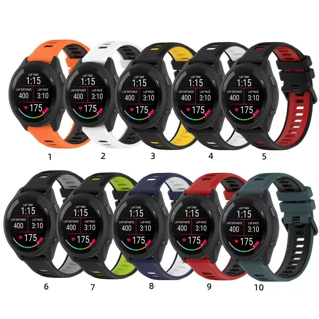 สายนาฬิกาAmazfit GTS4 GTS4mini GTS3 GTS2 GTR2 GTR GTR3 GTR4ชิลิโคนสองสีGarmin 245 245s 255s 265 265s
