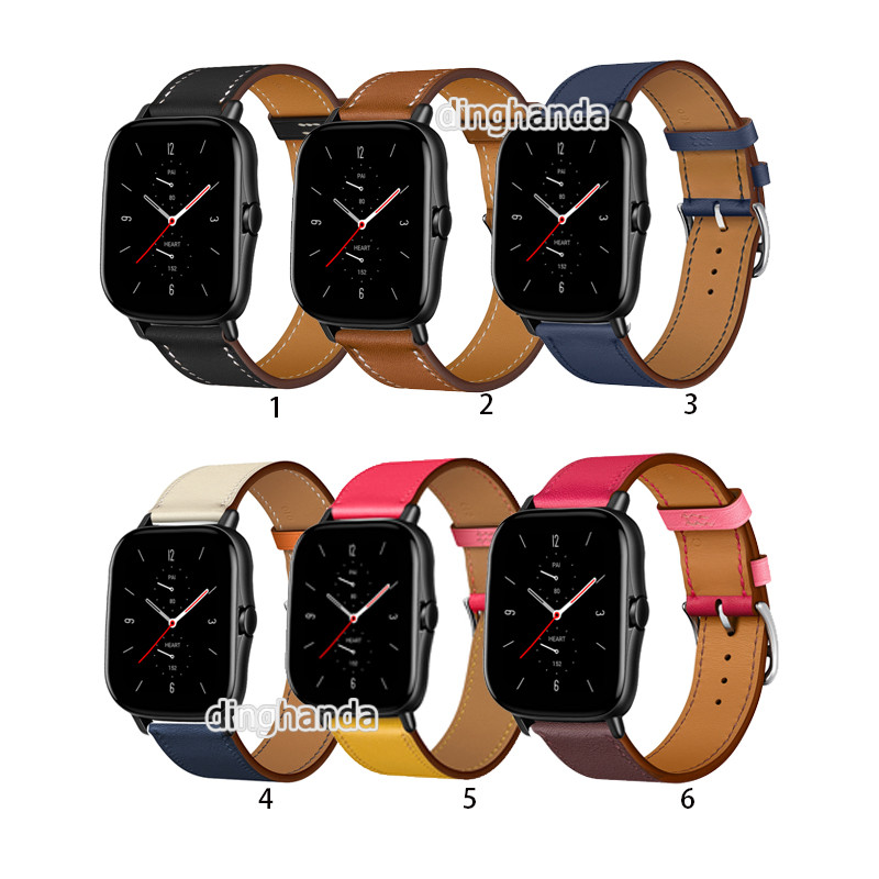 20 มม.สายหนังสําหรับ Huami Amazfit GTS 2e GTS2 mini GTS3 GTS 4 mini Bip3 pro Active 2 2s 3 Neo