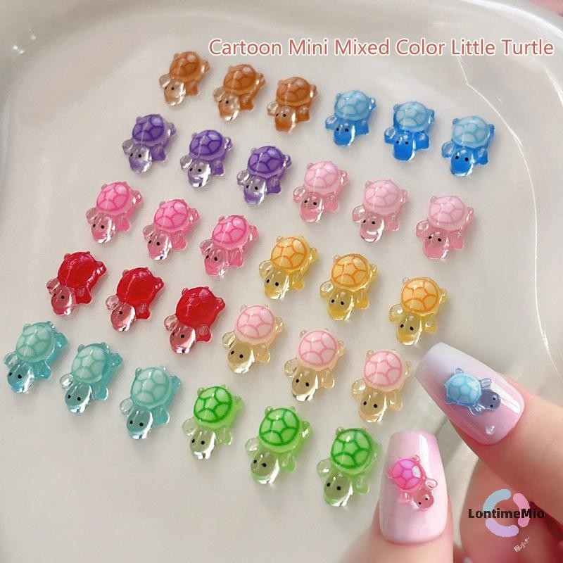 Lontimemio] 10/30 ชิ้นผสมเล็บเรซิ่นการ์ตูนเต่าน้อย Series Ch Rhinestones DIY Craft สําหรับเล็บ 3D เครื่องประดับใหม่