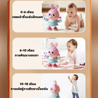 COD✨ ตุ๊กตากระต่าย เต้นรํา พร้อมไฟ เพลง ช่วยให้ทารกฝึกยกศีรษะ ของเล่นเด็ก