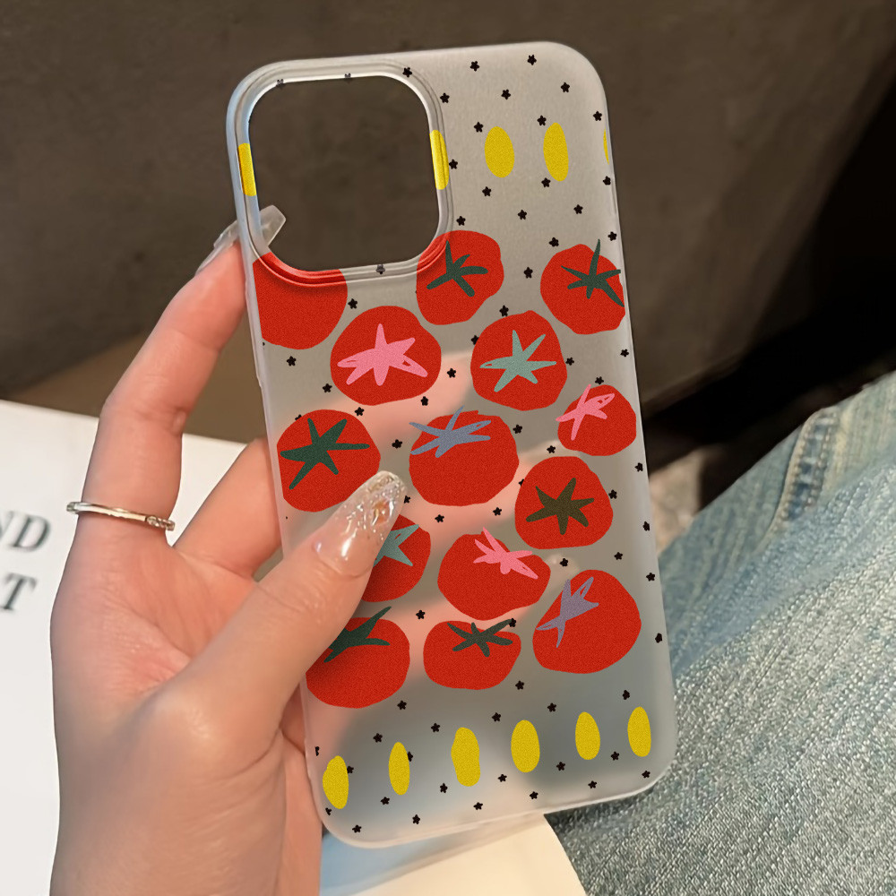 ส่งจากไทย มะเขือเทศ ใช้กับ เคสไอโฟน 15 16 Pro Max 11 13 14plus 12 13pro เคสเกาหลี 14 15 16 Plus เคลือบด้าน พสัส
