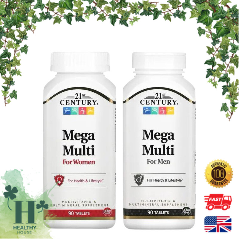พร้อมส่ง 21st Century Mega Multi for Men , for Women Multivitamin 90 Tablets วิตามินรวมชาย หญิง