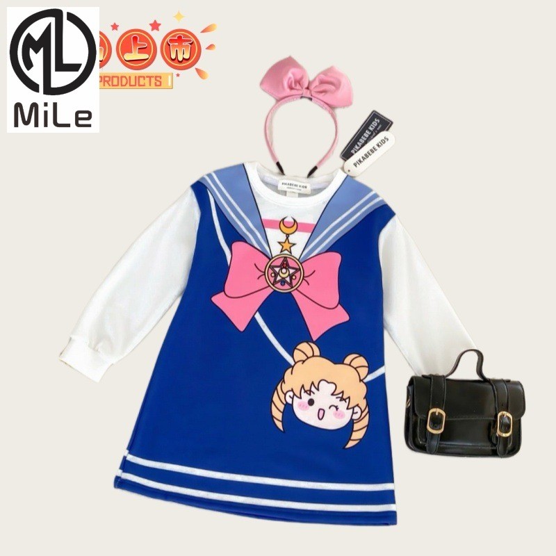 [ML] 90-140 ซม.เด็กสาวสวยเสื้อกันหนาวชุดฤดูใบไม้ร่วงฤดูหนาวสไตล์ใหม่เสื้อผ้าเด็กเด็กผู้หญิงโบว์สไตล์ตะวันตกแขนยาว S