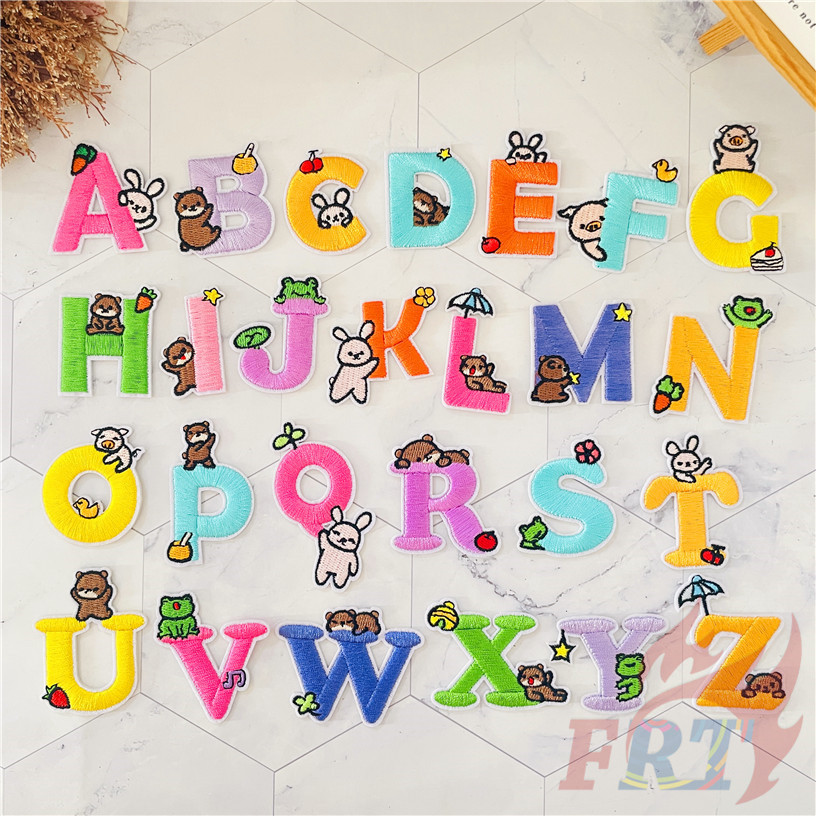 1ชิ้น ถามตลกการ์ตูนสัตว์ตัวอักษรภาษาอังกฤษแพทช์เหล็กบน Diy เหล็กบนเย็บป้ายแพทช์ตกแต่งผ้า