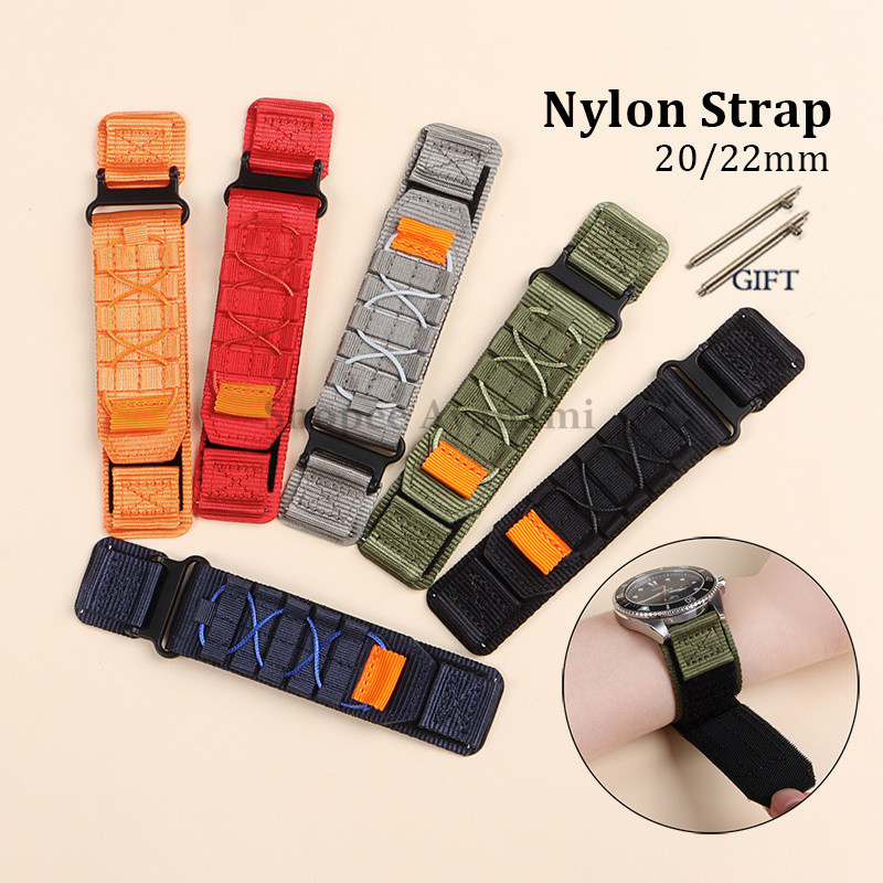 20มิลลิเมตร22มิลลิเมตรกีฬาไนล่อนสายนาฬิกาสากลเปลี่ยนห่วงวงสายรัดข้อมือผู้ชายผู้หญิงสร้อยข้อมือนาฬิกาอุปกรณ์เสริม