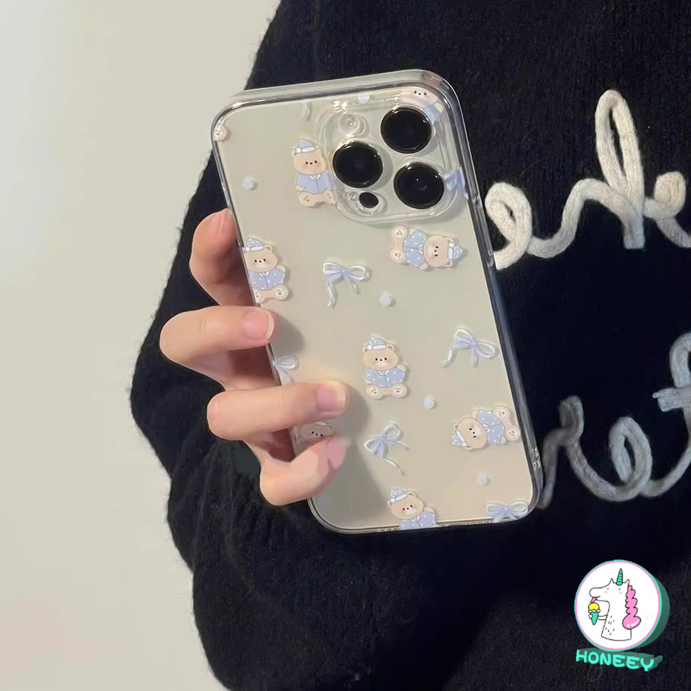 น่ารักการ์ตูนfull Sleepหมีโปร่งใสเคสโทรศัพท์สําหรับIPhone 11 15 16 Pro Max 13 14 12 Promax 16plus XR XS Max 7Plus 8PlusกันกระแทกSoft TPUป้องกันปกหลัง