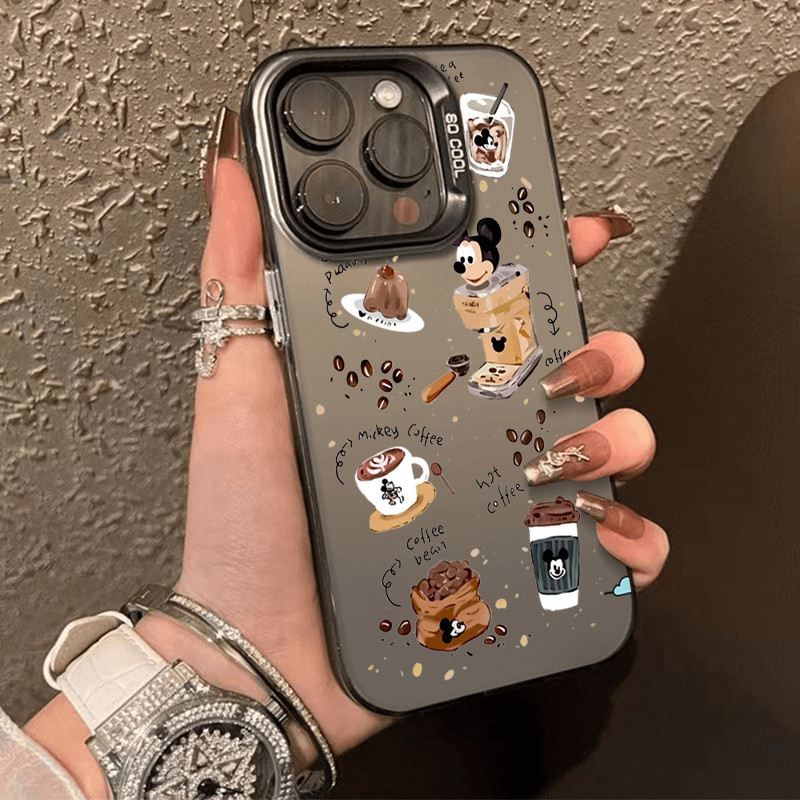 เคสไอโฟน11/13/16 Pro Max แฟชั่น ลวดลาย กันกระแทก For iPhone 11 12 13 14 15 Pro Max XR XS X 7 8 PLUS เครื่องชงกาแฟมิกกี้