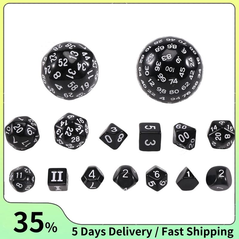 15 ชิ้นชุดลูกเต๋า Polyhedral DND ที่สมบูรณ์ D3-D100 ชุดลูกเต๋า RPG ทรงกลม,100 ด้านข้างชุดลูกเต๋าสําหรับเกมตารางบทบาทเล่น