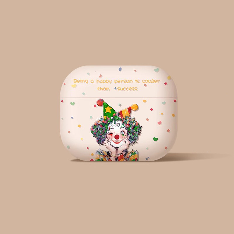 MANGO กรณีปลอกสําหรับ AirPods 1 2 3 4 Pro 3 2 กรณีปลอก Gen 2 3 4 2nd 3rd 4th Gen2 Gen3 Gen4 Matte TPU กรณีน่ารักการ์ตูนอะนิเมะบิสกิตสีขาว Clown ยิ้มเด็ก - รูปที่ 2