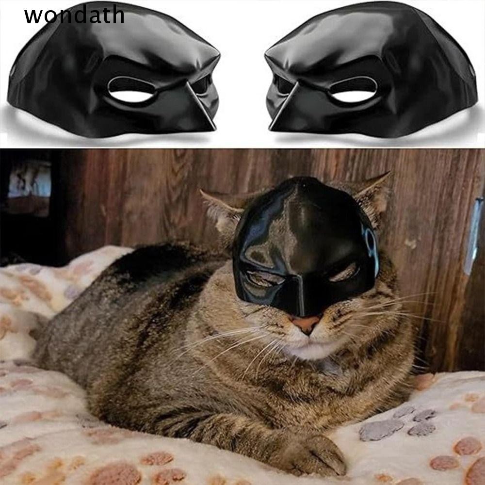 Wonda ค้างคาวแมว Avenger, Cat Headwear สีดําพิมพ์แมวค้างคาว,ตลกชุดหูฟังฮาโลวีนอุปกรณ์เสริมคอสเพลย์เครื่องแต่งกายสัตว์เลี้ยงของเล่นสําหรับแมวและสุนัข