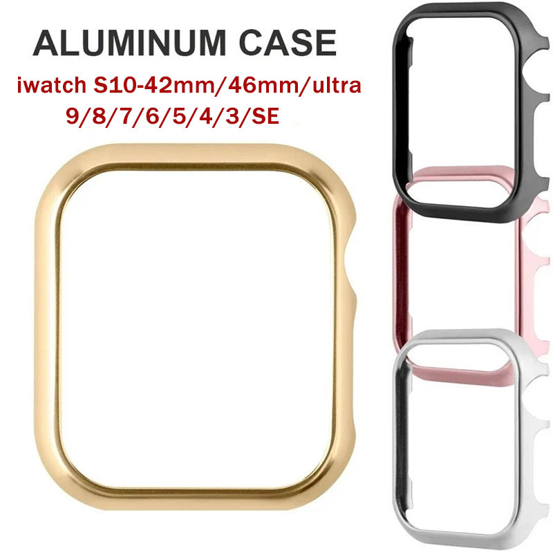 อลูมิเนียมโลหะกันชนป้องกันกรณีกรอบสําหรับ Apple Watch s10 42 46 38 40 41 49 ultra 45 มม.44 มม.Iwatch Se Series 10 9 8 7/6/5/4 Fallen อลูมิเนียมทองอุปกรณ์เสริม