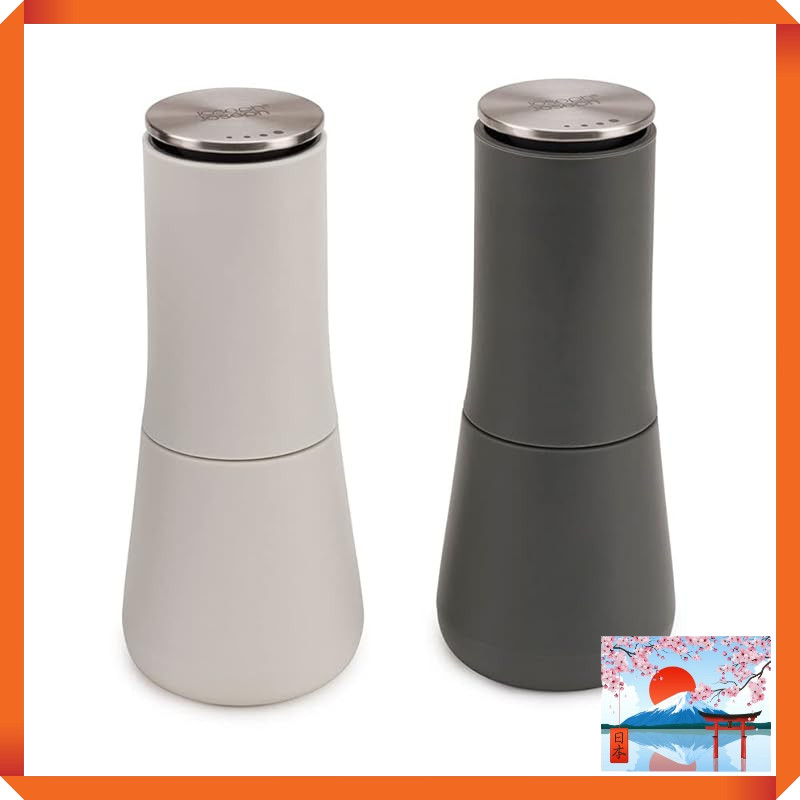 Joseph Joseph Salt and Pepper Mill Set, Mill Top, Manual Salt and Pepper Shakers (7 x 7 x 16.9 cm) W
