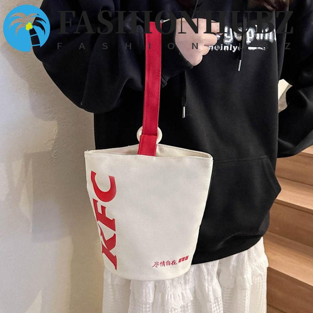 Fashionhubz McDonald 's Bucket Bag, Starbucks KFC Canvas Handbag, Casual Large Capacity Korean Style