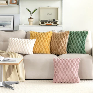 COD ปลอกหมอน 45*45cm ปลอกหมอนพิมพ์ สีทึบ ขนนุ่ม ดูดี สำหรับตกแต่งบ้าน