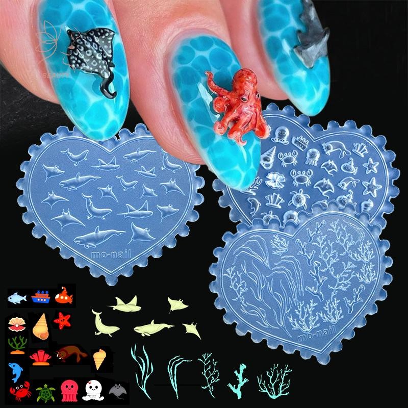 [maybeauty] 1 ชิ้น Ocean Theme Sea Goldfish ปลาดาว Cherry Strawberry 3D อะคริลิคเล็บแม่พิมพ์ตกแต่งเล็บ DIY ซิลิโคนเล็บแม่พิมพ์ {TH}
