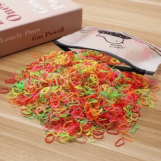 ✨In Stock✨SHIMMERLUX 1000PCS ยางรัดผมแบบใช้แล้วทิ้งยืดหยุ่นยางรัดผมแหวนเด็กผู้หญิง Ponytails ใหม่