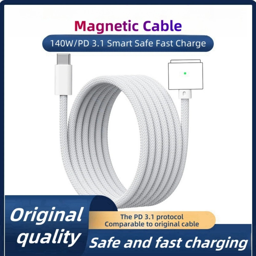 140W Fast Charge USB C ถึงแม่เหล็ก 3 สาย 2M ความยาวสําหรับ MacBook Pro 14 16 Air M2 M3 M4 PD สายไฟอะแดปเตอร์