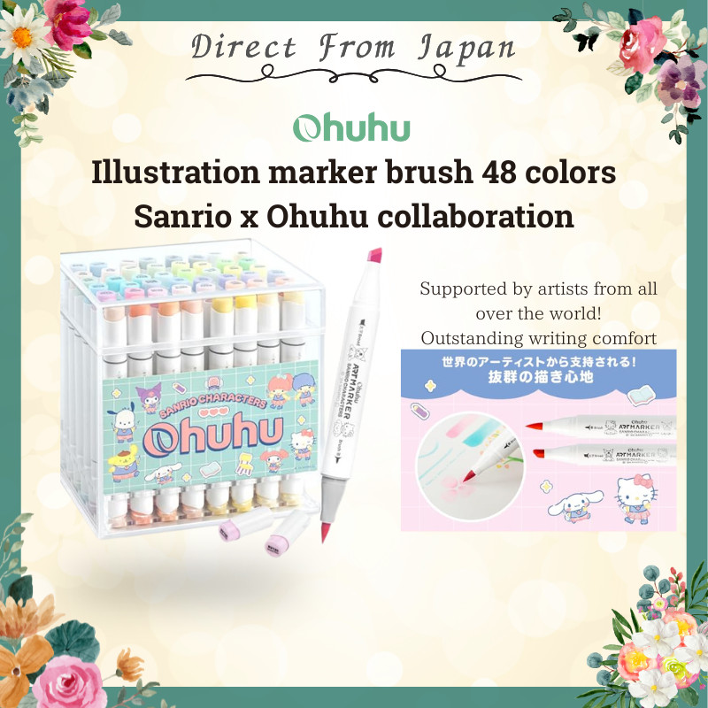 Ohuhu Sanrio Illustration Markers 48 Colors Pastel Dual Tip (Brush & Broad) Alcohol-Based Honolulu +