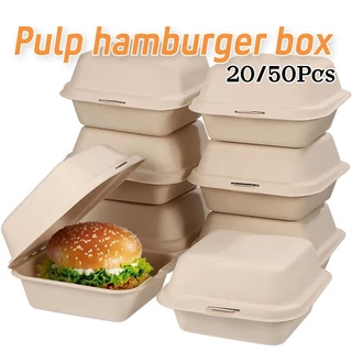 ร้านอยู่กทม.50ใบ กล่องเบอร์เกอร์ 6 นิ้ว กล่องเค้กชานอ้อย ใสขนม อาหาร ไก่ย่าง เค้ก อเนกประสงค์