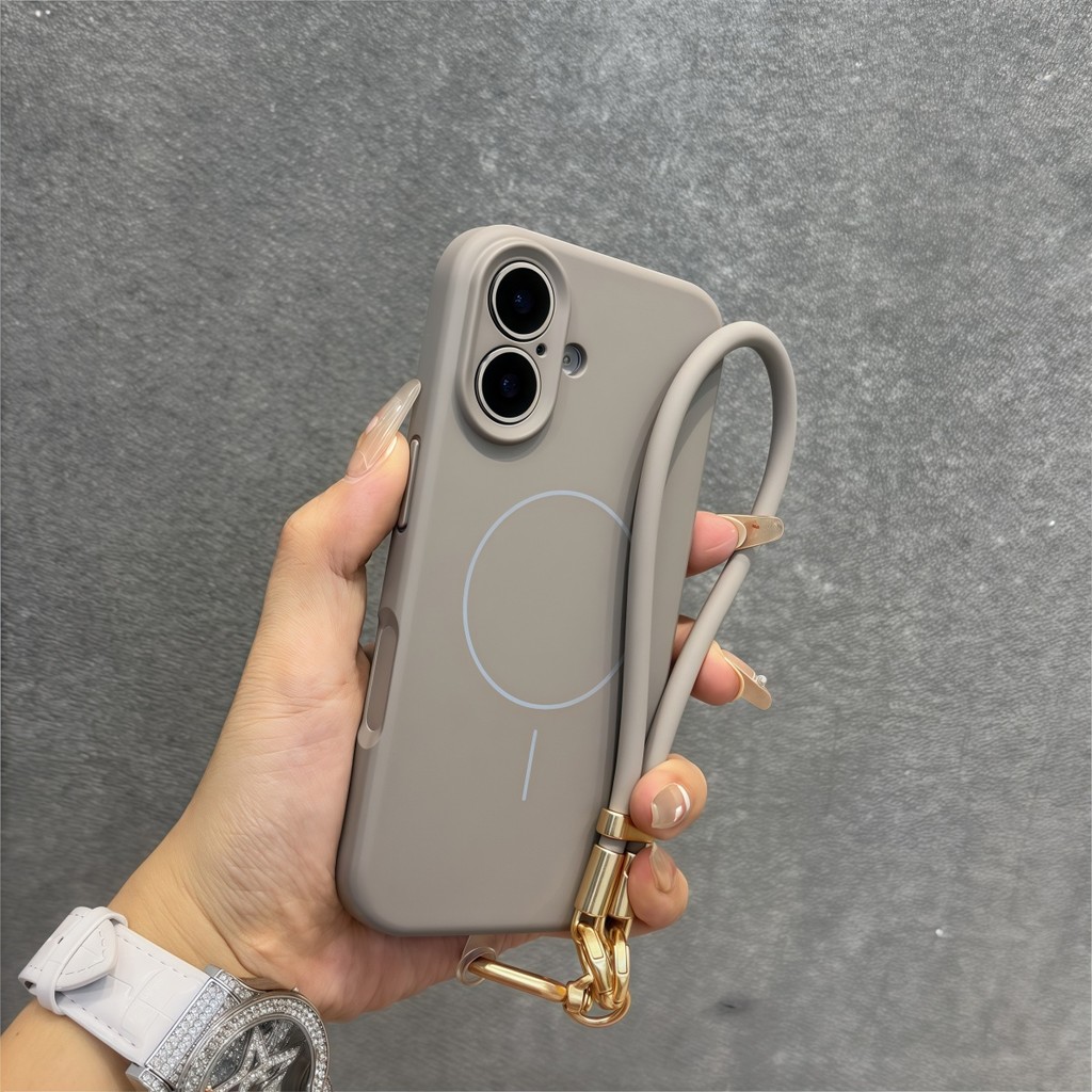 ปลอกใหม่ Morandi ซิลิโคนนุ่มเคสโทรศัพท์พร้อมเชือกเส้นเล็กสําหรับ iPhone 16 15 14 13 12 11 Pro Max 16e X XR Xs Max กรณี 15pro สายคล้อง 16plus ไทเทเนียมแม่เหล็กกันกระแทกปกหลัง