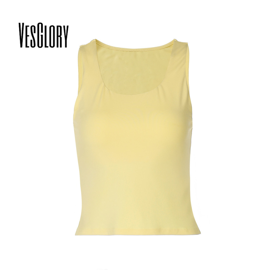 VesGlory ผู้หญิง 2025 แฟชั่น Tanks สายคล้องคอแขนกุด Slim Fit Casual ทุกวัน