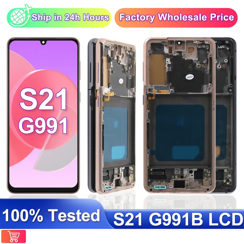 TFT S21 หน้าจอ,สําหรับ Samsung Galaxy S21 จอแสดงผล LCD G990 SM-G990F Touch Digitizer เปลี่ยนหน้าจอสํ