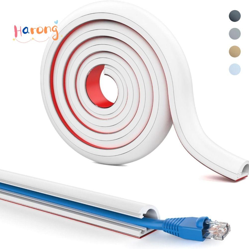 HARONG Wall Cord Hider, Raceway 1m Wire Cover, Professional ยืดหยุ่น Self-Adhesive PVC Cable คอนซีลเ